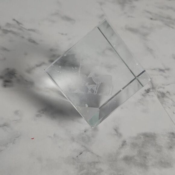 Deer Laser Etched Glass Cube - Picture 1 of 6